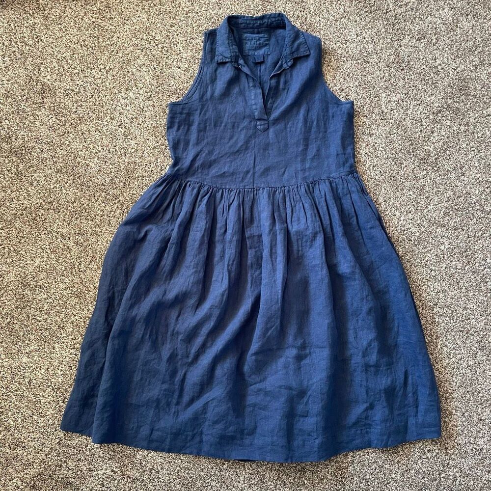 Frank & Eileen Daphne Sleeveless Popover Dress navy blue women’s size Large - Picture 3 of 10